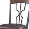 Set of Two Espresso And Bronze Upholstered Faux Leather Windsor Back Dining Side Chairs