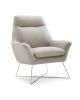33" Light Gray And Silver Faux Leather Tufted Arm Chair