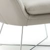 33" Light Gray And Silver Faux Leather Tufted Arm Chair