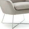 33" Light Gray And Silver Faux Leather Tufted Arm Chair