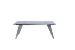 79" Clear and Silver Glass and Stainless Steel Self-Storing Leaf Dining Table
