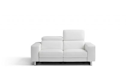 73" White And Silver Top Grain Leather Manual Reclining Love Seat