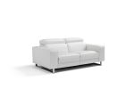 73" White And Silver Top Grain Leather Manual Reclining Love Seat