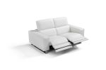 73" White And Silver Top Grain Leather Manual Reclining Love Seat
