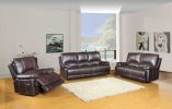 Three Piece Indoor Brown Faux Leather Six Person Seating Set
