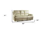 89" Beige Faux Leather Sofa With Black Legs
