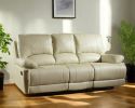 89" Beige Faux Leather Sofa With Black Legs