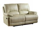 65" Beige Faux Leather Manual Reclining Love Seat