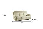 90" Beige Faux Leather Sofa With Black Legs