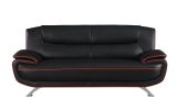 80" Black Leather Sofa With Silver Legs