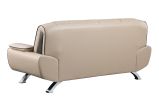 80" Beige Leather Sofa With Silver Legs