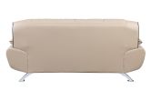 80" Beige Leather Sofa With Silver Legs