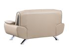 64" Beige And Silver Faux Leather Love Seat