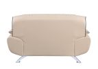 64" Beige And Silver Faux Leather Love Seat