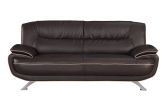 80" Brown Leather Sofa With Silver Legs