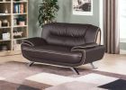 64" Brown And Silver Faux Leather Loveseat