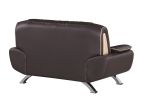 64" Brown And Silver Faux Leather Loveseat