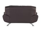 64" Brown And Silver Faux Leather Loveseat