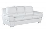 85" White Leather Sofa With Silver Legs