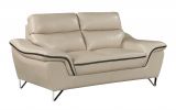 69" Beige And Silver Faux Leather Love Seat