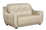 69" Beige And Black Faux Leather Love Seat