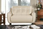 69" Beige And Black Faux Leather Love Seat