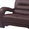 56" Brown And Dark Brown Faux Leather Love Seat
