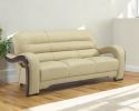 76" Beige Leather Sofa With Silver Legs