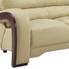 56" Beige And Dark Brown Faux Leather Love Seat