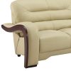 56" Beige And Dark Brown Faux Leather Love Seat