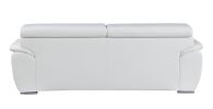 86" White Leather Sofa With Silver Legs