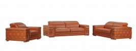 Three Piece Indoor Camel Italian Leather Six Person Seating Set