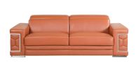 89" Camel Italian Leather Sofa With Silver Legs