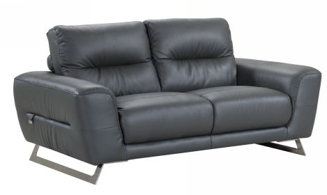 68" Silver Genuine Leather Love Seat