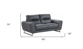 68" Silver Genuine Leather Love Seat