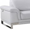 90" Light Gray Italian Leather Sofa With Silver Legs