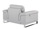 32" Grey Lovely Light Leather Chair