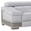 92" Light Gray Italian Leather Sofa With Silver Legs