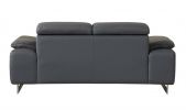 71" Dark Gray And Silver Genuine Leather Loveseat