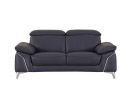 71" Navy Blue And Silver Genuine Leather Loveseat