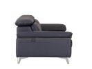87" Blue Italian Leather Sofa With Silver Legs