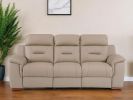 90" Beige Faux Leather Sofa With Brown Legs