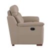 90" Beige Faux Leather Sofa With Brown Legs