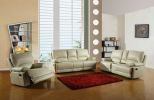 Three Piece Indoor Beige Faux Leather Five Person Seating Set