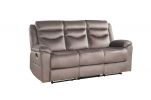 78" Brown Velvet Reclining Sofa With Black Legs
