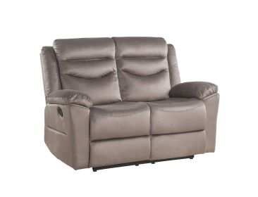 57" Brown Velvet Manual Reclining Love Seat