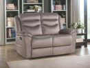 57" Brown Velvet Manual Reclining Love Seat