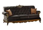 41" Charcoal Fabric Sofa With Champagne Legs