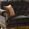41" Charcoal Fabric Sofa With Champagne Legs