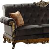41" Charcoal Fabric Sofa With Champagne Legs